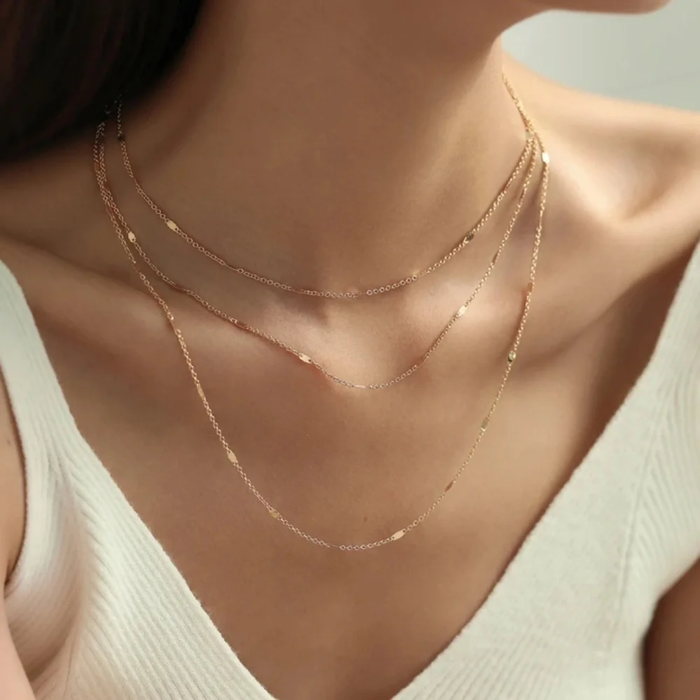 Gold 1pc Layered Dainty Minimalist Necklace
